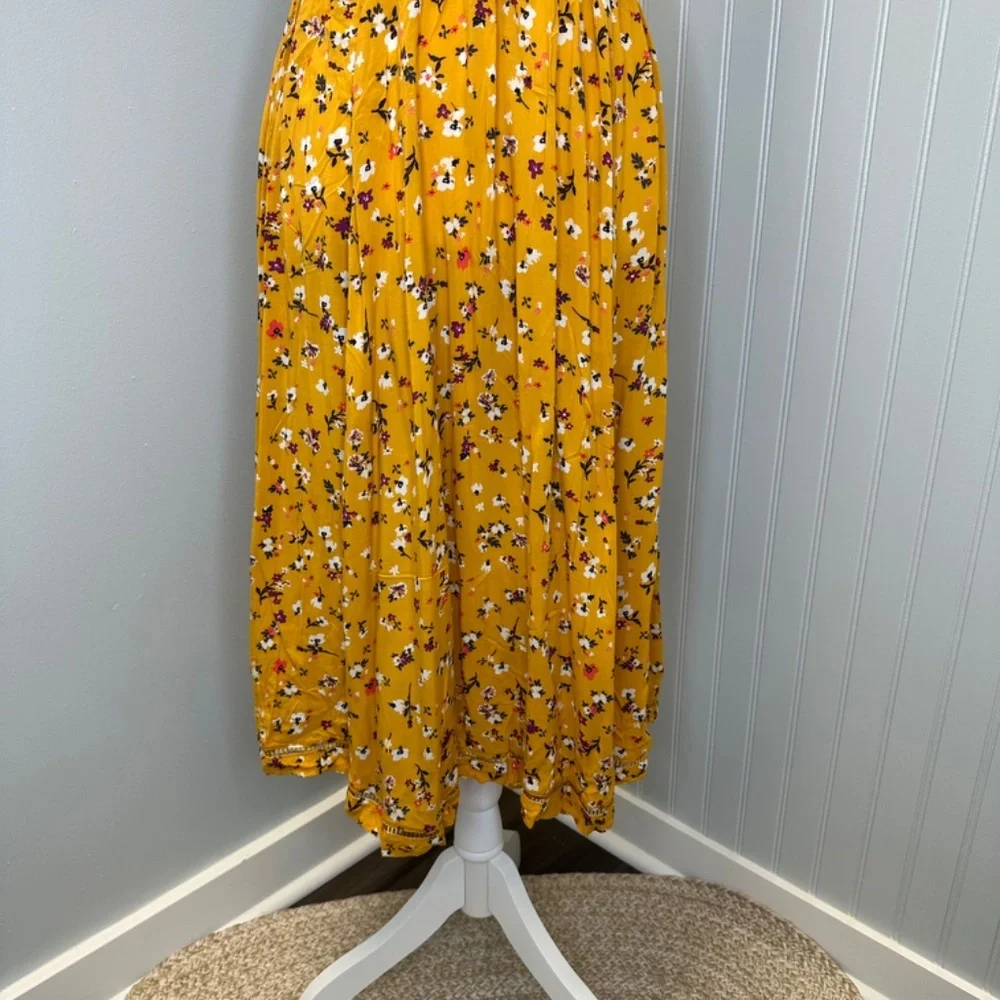 Cooperative Cindy Mustard Yellow Floral Midi Dress with Open Back size:4 - Picture 5 of 11